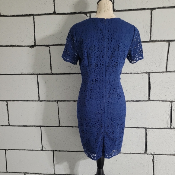 BUNDLE SALE! Ann Taylor Blue Lace Short Sleeve Sheath Dress Sz 6P - Picture 4 of 6